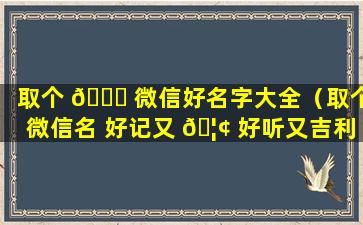 取个 🐛 微信好名字大全（取个微信名 好记又 🦢 好听又吉利）